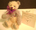 Deb Canham “ Mini Mohair Bear (Blush) With Purple Bow & Floral Heart