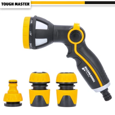 TOUGH MASTER Garden Hose Pipe Spray Gun Set 8 Adjustable Nozzles Hose Connectors - Image 1 of 4