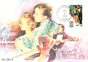 1984 Lake Placid NY Olympics 20¢ 1st Day Postcard by Robert Goldsmith - Picture 1 of 2