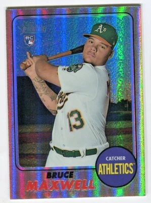 2017 Topps Heritage Chrome Refractor Bruce Maxwell RC  /568 Athletics #584 - Image 1 of 2