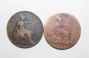 1893 (Low Mint 8.1MM Minted)/1900, Large Penny Great Britain UK 2 Value Coins-4 - Picture 1 of 7