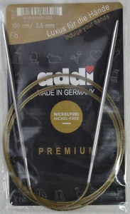 Addi Circular Knitting Needle 150cm x 3.50mm, Smooth White Brass Tips, Gold Cord - Imagen 1 de 1