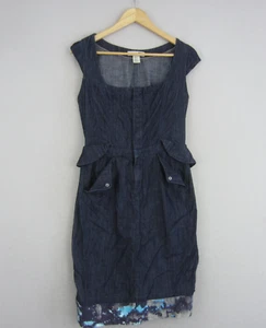 Levis Dress Womens Medium 12 Blue Denim Chambray Straight Sheath Pockets Retro - Picture 1 of 19