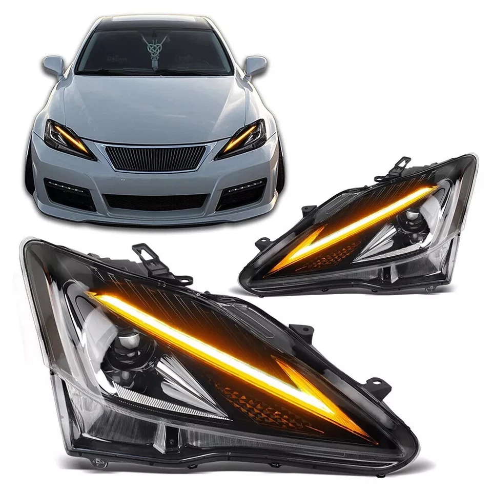 New Pair LED DRL Sequential Headlight Signal For 2006-2013 Lexus IS250 IS350 - Imagem 1 de 4