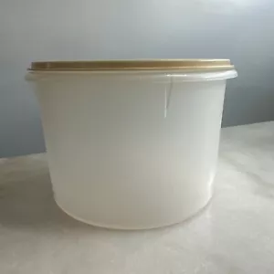 Contenedor de almacenamiento transparente Tupperware vintage de 5,75” de alto 8” de ancho • Tapa beige 229-27 - Imagen 1 de 13