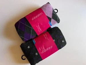 NWT 2x Xhilaration Girls' Gray/Purple Cotton Tights One Pair 12-14 (A60314) - Picture 1 of 7