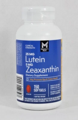 Member's Mark Lutein 25mg & Zeaxanthin 5mg 150 Softgels New Free Shipping 03/26 - Image 1 of 3