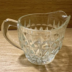 VTG Jeanette Glass clear Depression Diamond coffee Creamer Dish MCM farm kitchen - Picture 1 of 13
