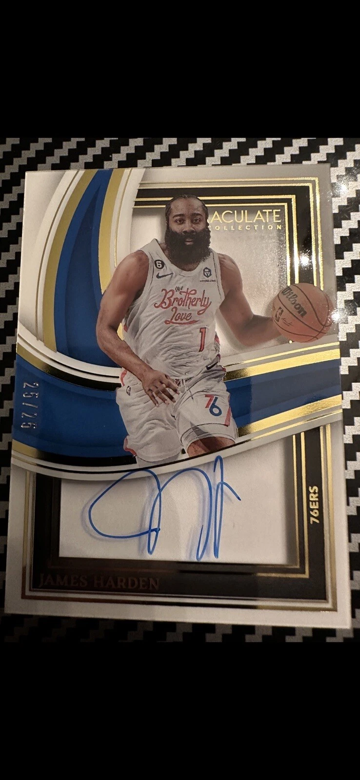 2022-23 Immaculate James Harden (25/25) Shadowbox Signatures Auto On-Card