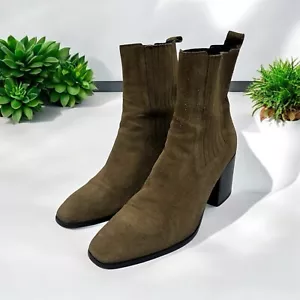 Aeyde Women’s Suede Ankle Boots in Olive Green, Size 41 26.5 cm Made in Italy - Picture 1 of 22