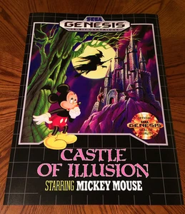 Castle of Illusion Starring Mickey Mouse Sega Genesis box art video game poster - Picture 1 of 5