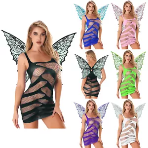 Damen Outfits Ausschnitt Set Bleistift Kostüme Schmetterling Dessous Boudoir Öl - Bild 1 von 78