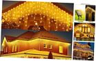 Solar String Lights, 32Pcsx2.6Ft 256 Led Curtain Lights With 23Ft Warm White