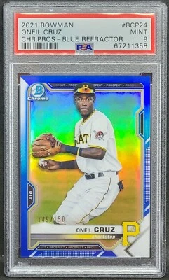 Oneil Cruz 2021 Bowman Chrome Blue Refractor /150 PSA 9 POP 1 Pittsburgh Pirates - Image 1 of 4