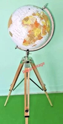 Globo Floor World com suporte de tripé de madeira mapa moderno grande Atlas Globe decoração - Imagem 1 de 4