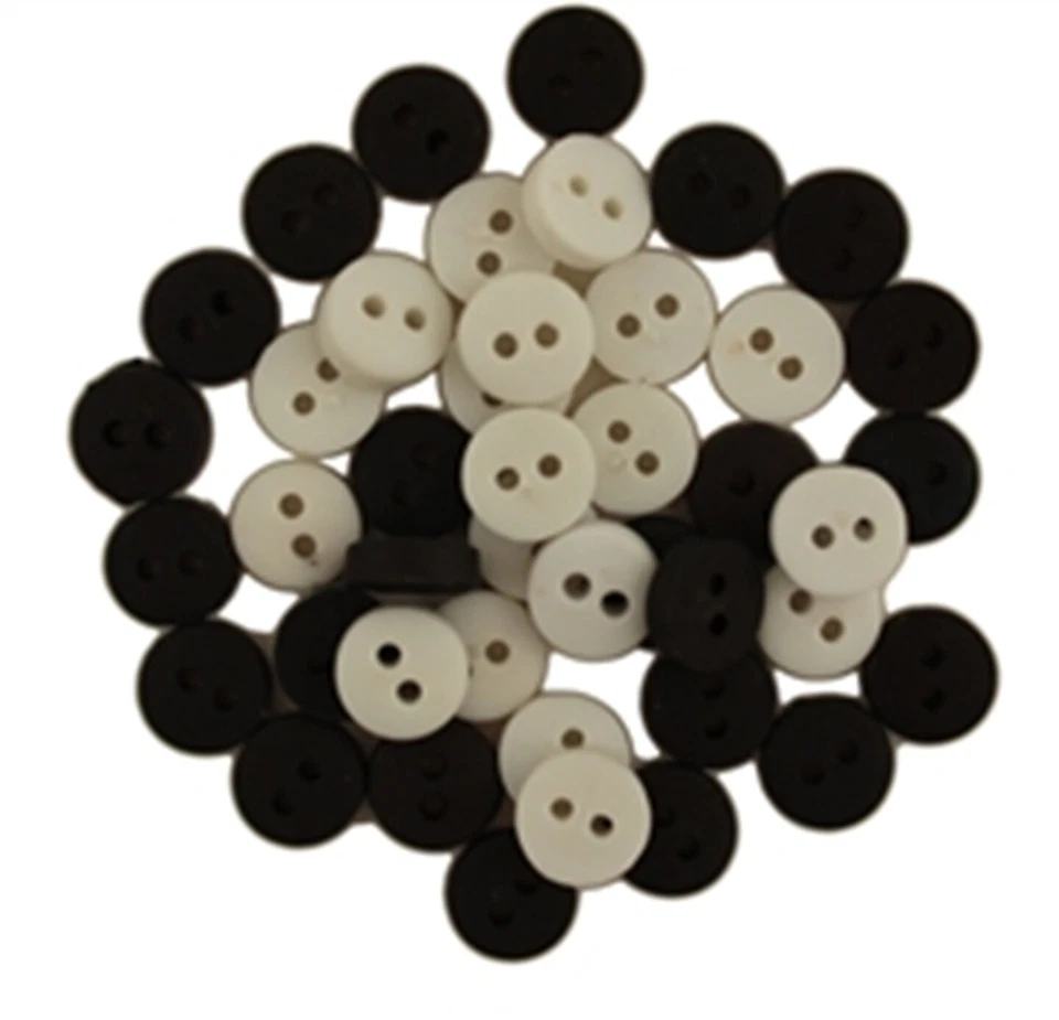 TINY ROUND WHITE & BLACK BUTTONS 2 Hole Sewing Card Making Scrapbooking Stamping - Image 1 of 1