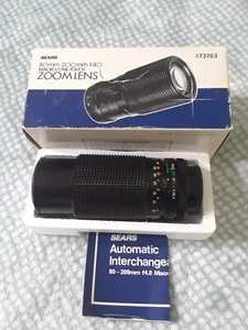 SEARS f=80-200mm 1:4 Macro/One Touch Zoom Telephoto Lens, For Canon FD Mount - Picture 1 of 10