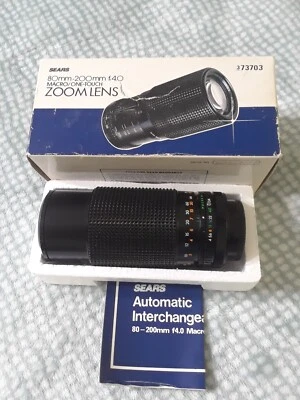 SEARS f=80-200mm 1:4 Macro/One Touch Zoom Telephoto Lens, For Canon FD Mount - Image 1 of 4