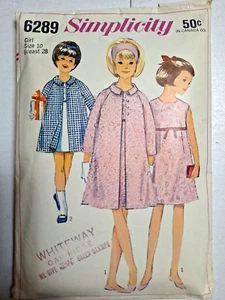 Dress Coat A Line Girls 10 Simplicity 6289 Sewing Pattern Cut VTG 60s Sleeveless - Picture 1 of 7