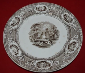 Piatto da cena antico marrone transfer 8,75" CORINTHIA di Wedgwood & Co England - Foto 1 di 4