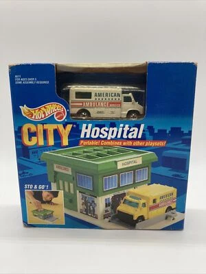 Juego de colección Hot Wheels City Hospital ambulancia blanca diecast Mattel 1990 Foto 1 de 4