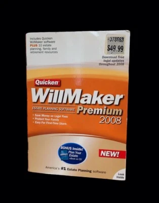Quicken Willmaker Premium 2008 Estate Planning Software Windows 2000/XP/Vista  - Image 1 of 4