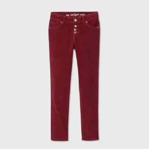 Cat & Jack Girls Skinny Corduroy Low-Rise Jeans Burgundy Sz 14plus XL soft cozy - Picture 1 of 11