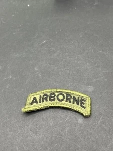 US Army Airborne Rocker Tab Green Sew On Uniform Patch Olive Drab - Picture 1 of 1