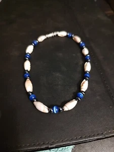 Bracelet Shells And Blue Beads - Picture 1 of 4