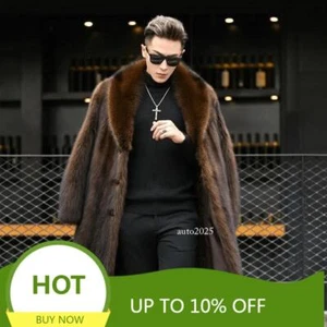 Luxury Mink Fur Men Warm Faux Fur Long Coat Furry Overcoat Thicken Parka Outwear - Picture 1 of 25