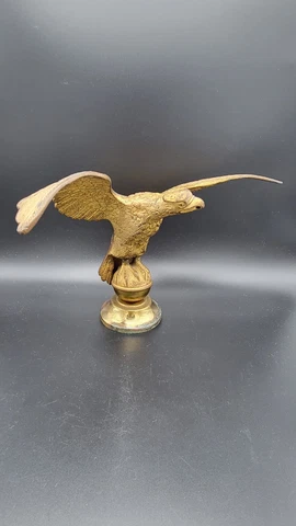 Large Vintage Painted Brass Eagle Architectural Finial Flag Pole Topper, 10 3/8" Cover