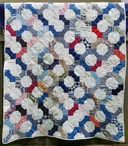 vintage quilt hand and machine sewn HOME MADE stitched Cotton 74" x 57" - Picture 1 of 8