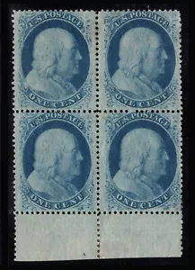 MOMEN: US STAMPS #24 INTACT MARGINAL BLOCK OF 4 MINT OG LH LOT #87139* - Picture 1 of 2