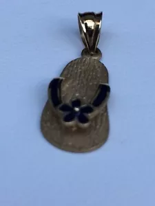 Ciondolo infradito in oro giallo 14 kt con zaffiri - Foto 1 di 4