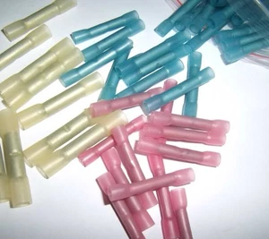 (15) Heat Shrink Wire Butt Connectors Red Blue Yellow Combo! Car Audio Terminals - Picture 1 of 4