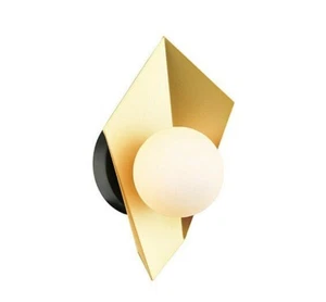 Wandleuchte Metall golden 13,5 x 18 cm Mitte des Jahrhunderts Anthropologie, modernes Minimallicht - Bild 1 von 4