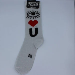 Gumball Poodle Unisex Crew Socks I Heart You One Size Fits Most Silver - Picture 1 of 1