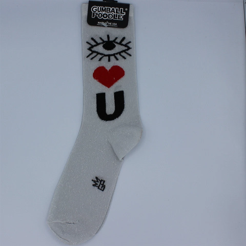 Calcetines Gumball Poodle Unisex Crew I Heart You Talla Única Se Ajusta a la Más Plateados Foto 1 de 1