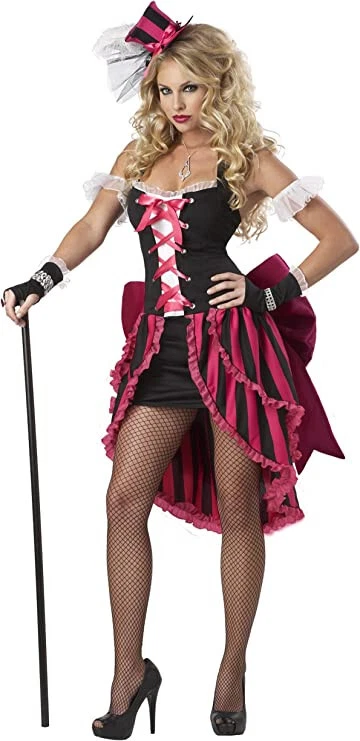 Sexy Disfraz de Showgirl Parisina, Pequeño Rosa Caliente, Negro Foto 1 de 1