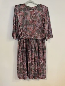Abito da segreteria blouson vintage anni 80 taglia 12/14 donna spalline floreali - Foto 1 di 7