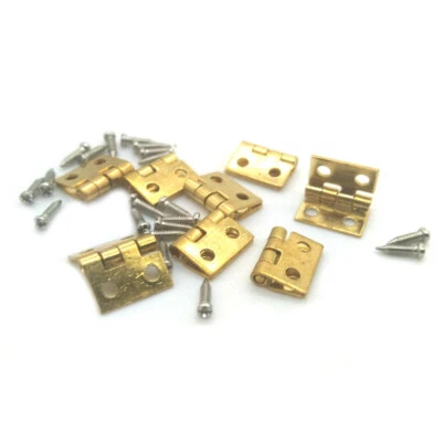 Dollhouse Metal Hinge Gemel 10 Hinges with 40 Nails Miniature DIY Accessories - Image 1 of 3