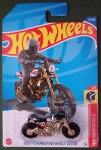 HOT WHEELS 2021 DUCATI SCRAMBLER HOT WHEELS EDITION, GOLD/BLACK, LONG CARD . - Picture 1 of 1