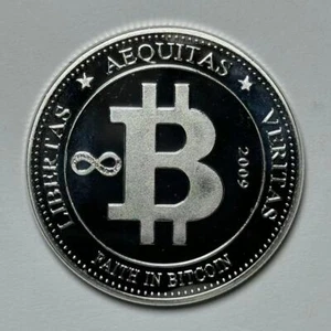 Virtual Digital Coin - Bitcoin Crypto Coin Entity Commemorative Coins (silver-3) - Picture 1 of 7