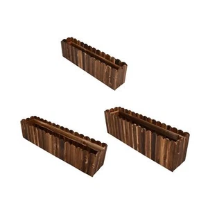 Wooden Flower Pot Rectangular Home Art Decor Wooden Box Outdoor for Window - Picture 1 of 21