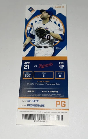 New York Mets Vs Nationals Game Day ticket Stub. 4/21/2017 Bryce Harper HR Cover
