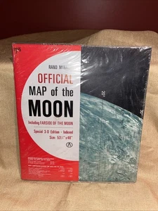 Rand McNally Official Map of the Moon 3D Edition Vintage 1969 Sealed 53"x48". N - Picture 1 of 2