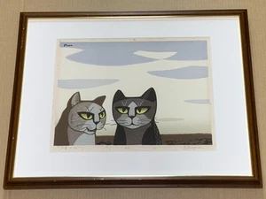 Tomoo Inagaki "Cat at Dusk" woodblock print, autographed AP edition - Picture 1 of 18