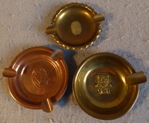 3 posacenere vintage messicano azteco peruviano dio inca ottone rame metallo scanalato - Foto 1 di 6