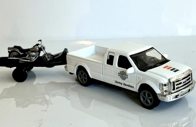 Harley-Davidson Ford F250 Super Duty Truck & Softail Motorcycle 1/45 UCC New Ray - Image 1 of 4