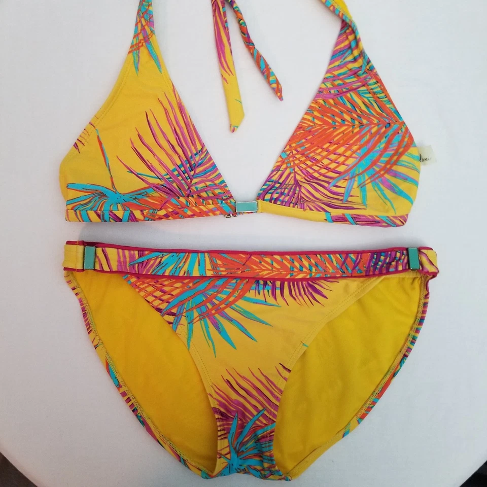 Traje de baño/bañador Leilani de dos piezas amarillo multicolor halter bikini talla 8 Foto 1 de 3